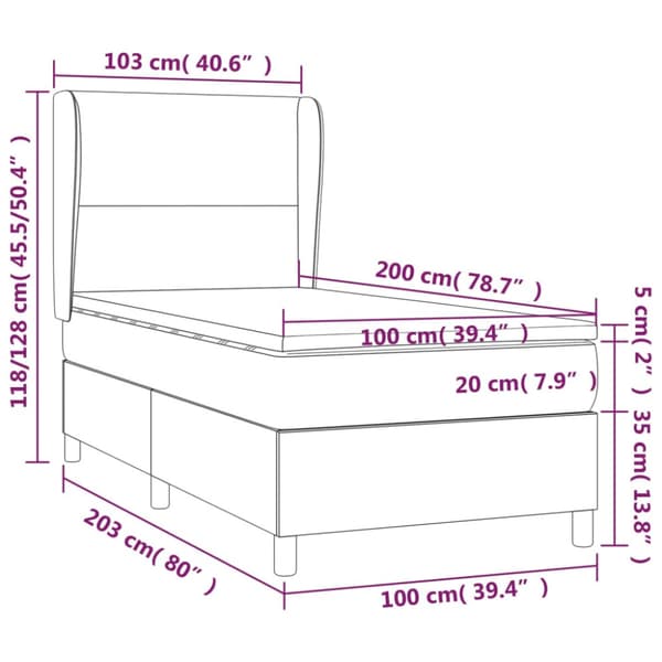 Ramsäng med madrass rosa 100x200 cm sammet