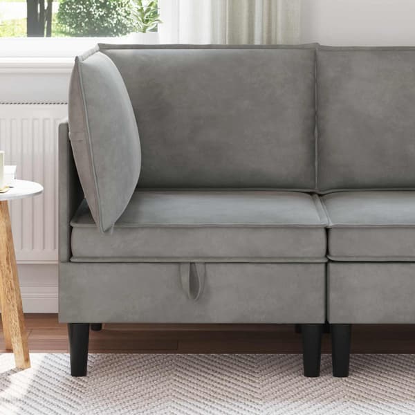 Soffa med förvaring Ljusgrå Sammet
