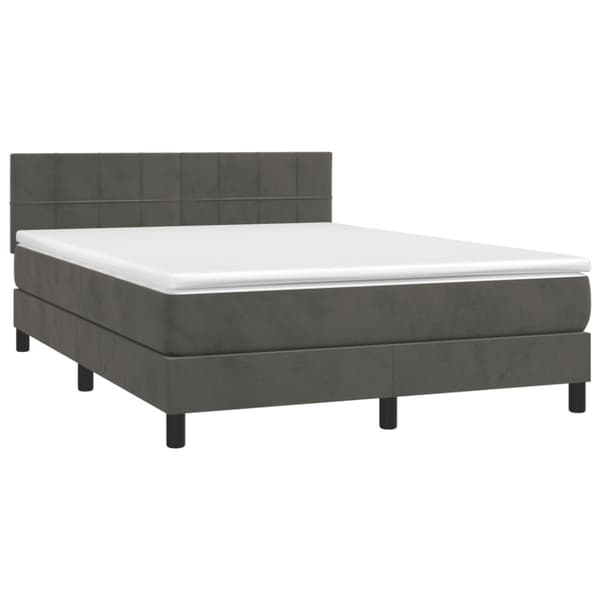Ramsäng med madrass mörkgrå 140x190 cm sammet
