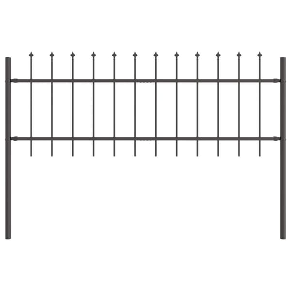 Trädgårdsstängsel 7 pcs Grå 11,9 x 0,6 m Pulverlackerad stål