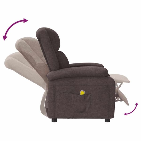 Massagefåtölj mörkbrun tyg