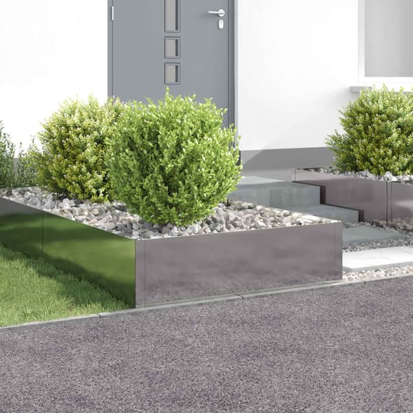 Kant för gräsmatta 4 pcs 100 x 100 x 35 cm Stål Silver