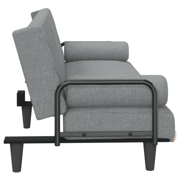 Bäddsoffa med armstöd ljusgrå tyg