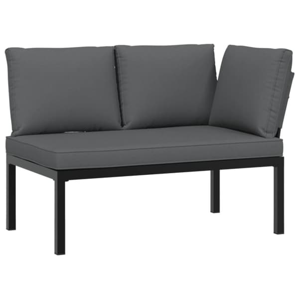 Trädgårdssoffa med dynor 3 delar svart aluminium