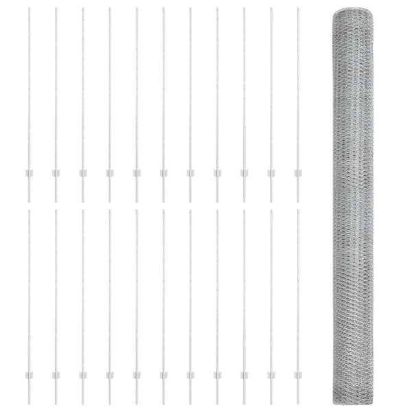 Stängsel med stolpe Silver 1,6 x 50 m Stål