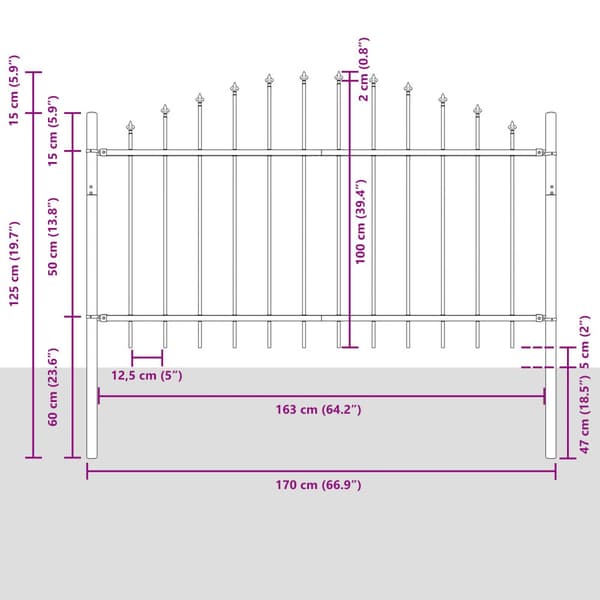 Trädgårdsstängsel 6 pcs Vit 170 x 140 cm Pulverlackerat stål