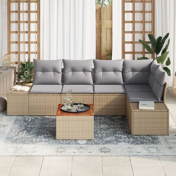 Trädgårdsoffset 6 pcs Beige och Ljusgrå konstrotting