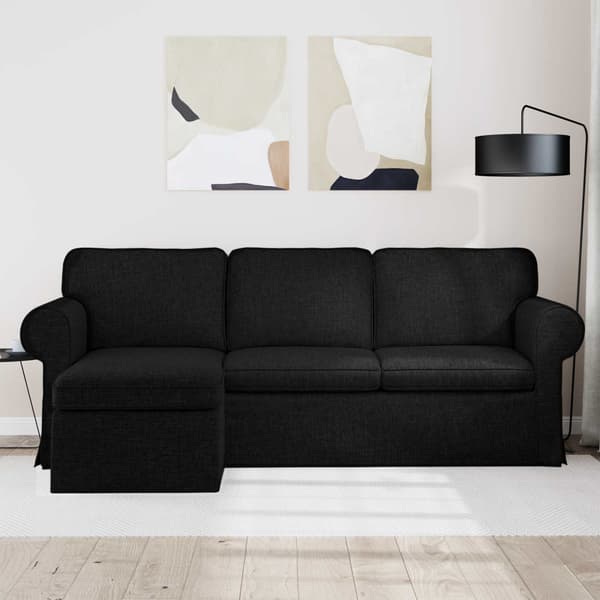Soffa Svart 215 x 138 x 80 cm tyg