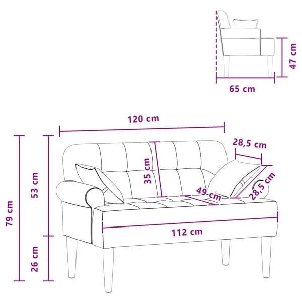 Loveseat med knapprapport Vit 120 x 65 x 79 cm Tyg