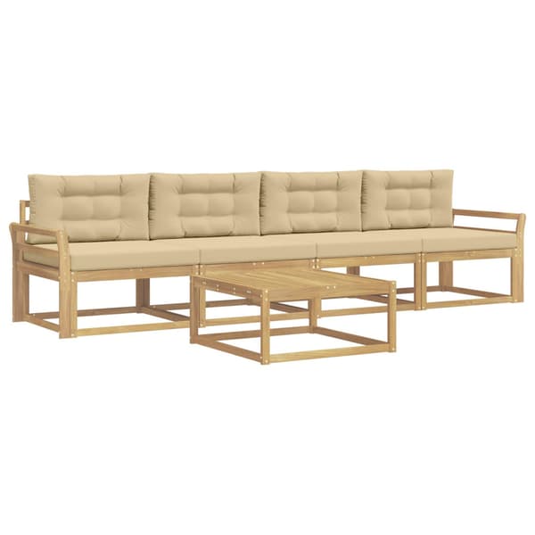 Utomhussoffset med kudde 4 pcs Vit och Beige