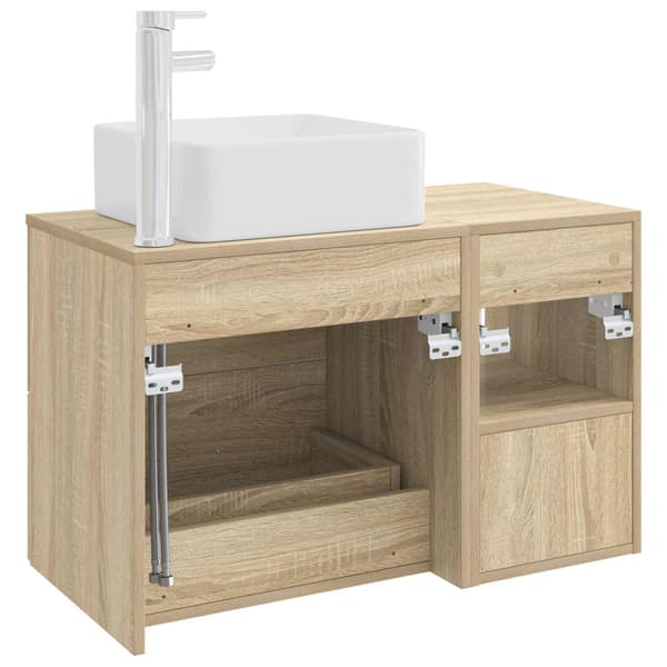 Badrumsmöbelset 2 pcs Sonoma-ek Konstruerat trä