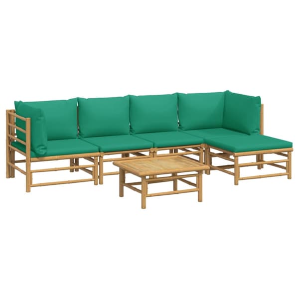 Loungegrupp 6 delar gröna dynor bambu