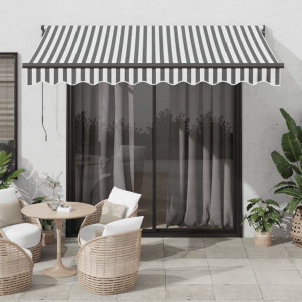 Markis infällbar antracit och vit 3x2,5 m tyg&aluminium