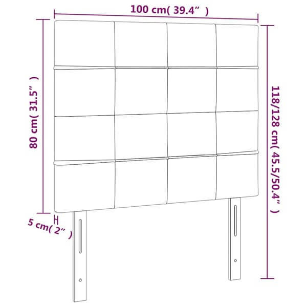 Sänggavel LED mörkgrön 100x5x118/128 cm sammet