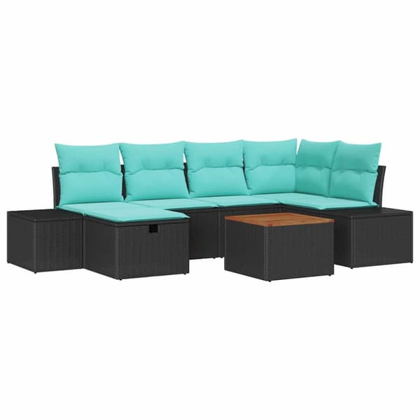 Trädgårdsoffset 7 st Svart Poly rattan