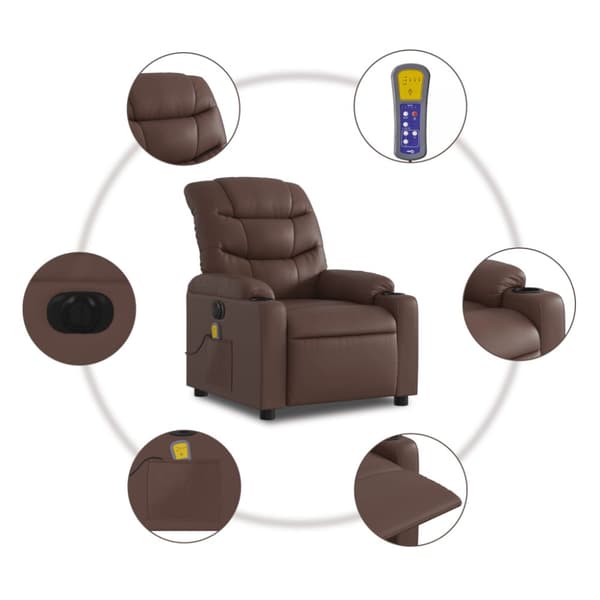 Elektrisk massagefåtölj brun konstläder