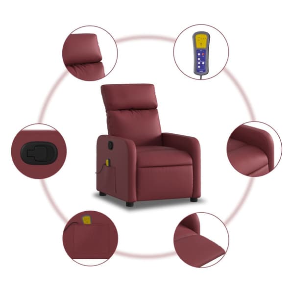 Massagefåtölj vinröd konstläder