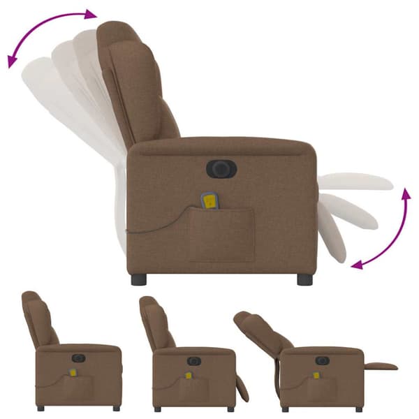 Elektrisk massagefåtölj brun tyg