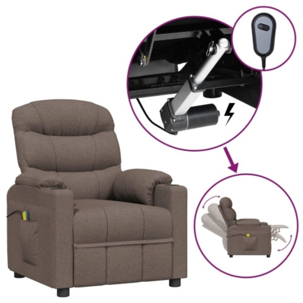 Elektrisk massagefåtölj taupe tyg