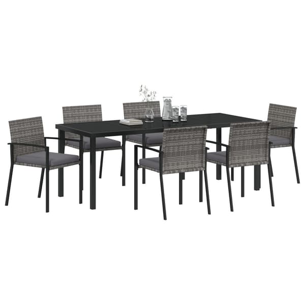 Trädgårdsmöbelset 6 pcs Grå Pulverlackerat stål