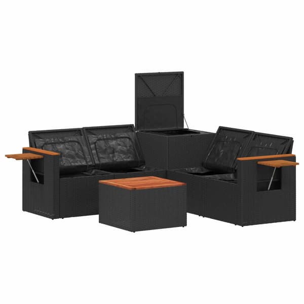 Soffset 5 st Svart Poly Rattan och stål