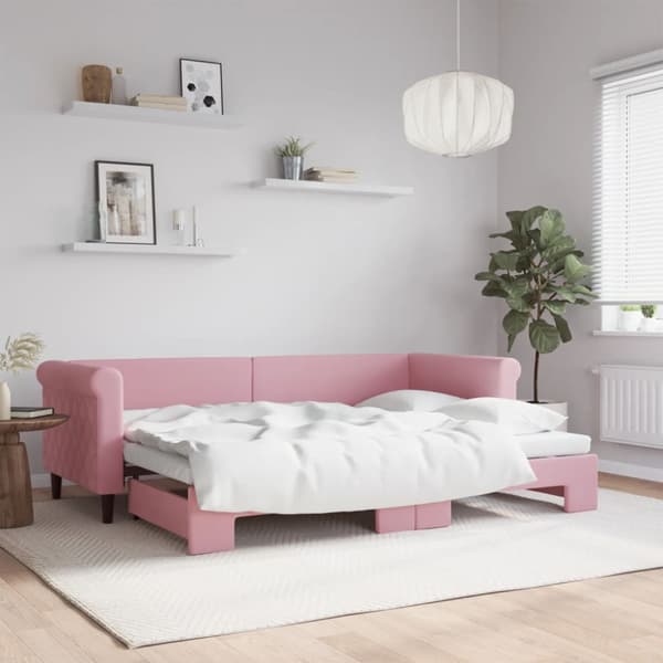 Dagbädd utdragbar rosa 80x200 cm sammet