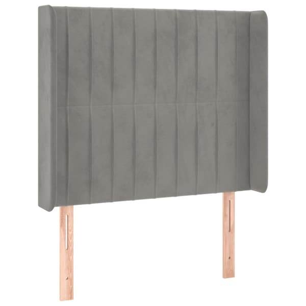 Ramsäng med madrass & LED ljusgrå 90x190 cm sammet