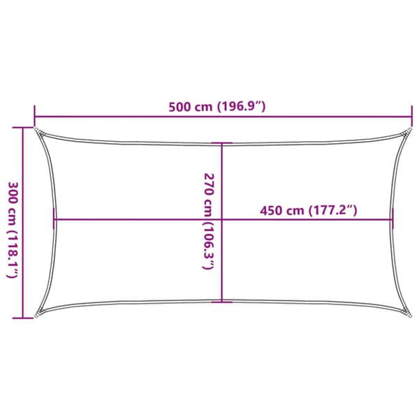 Solsegel 160 g/m² rektangulär sand 3x5 m HDPE