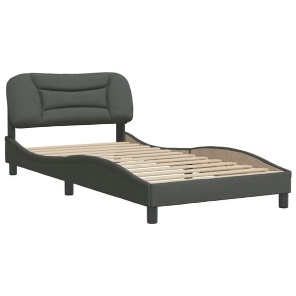 Bed Frame without Mattress "Hvar" Dark Grey 100x200 cm Fabric