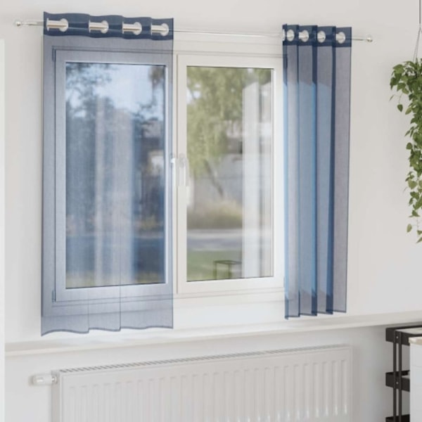 Voile gardiner med genomföringar 2 delar kungsblå