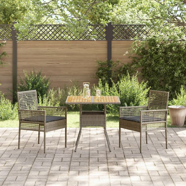 Trädgårdsmöbelset 3 pcs Grå konstrotting