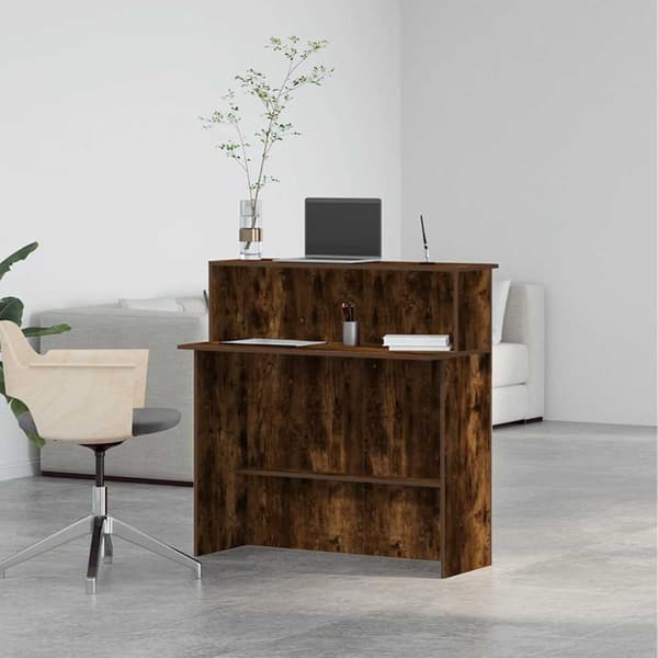 Receptionsdisk rökfärgad ek 100x40x104 cm konstruerat trä