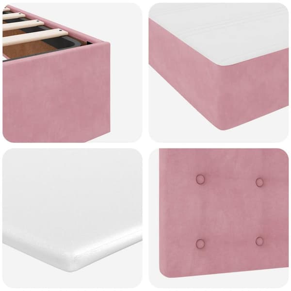 Ottoman sängram med madrasser rosa 90x190 cm sammet