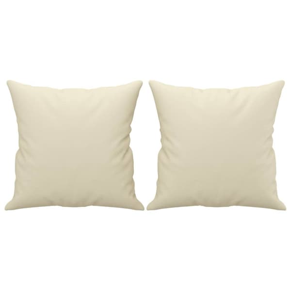 2-sits soffa med prydnadskuddar gräddvit 120 cm konstläder