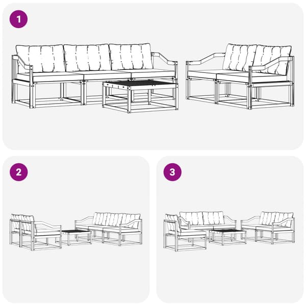 Utomhussoffset 6 pcs Vit och svart 79 x 79 x 37 cm