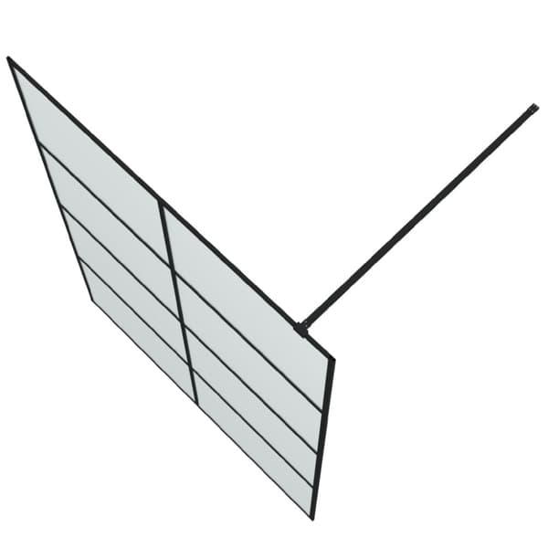 Duschvägg svart 140x195 cm halvfrostat ESG-glas