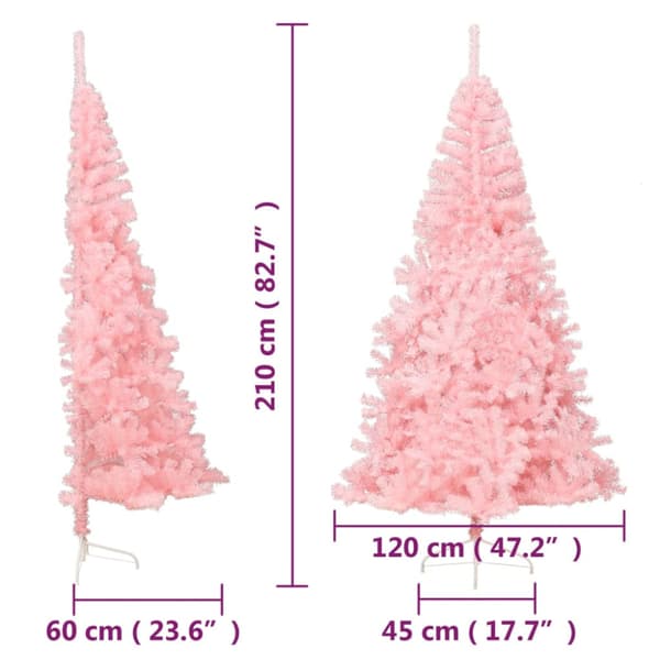 Halv plastgran med stativ rosa 210 cm PVC