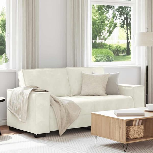 Soffa 2-sits gräddvit 180x78x84 cm sammet