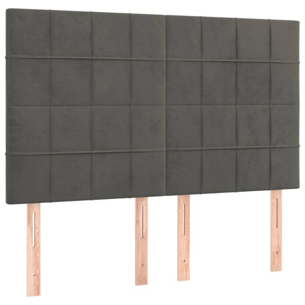 Sänggavel LED mörkgrå 144x5x118/128 cm sammet