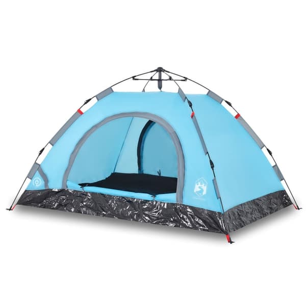 Campingtält 4 personer blå snabbrest