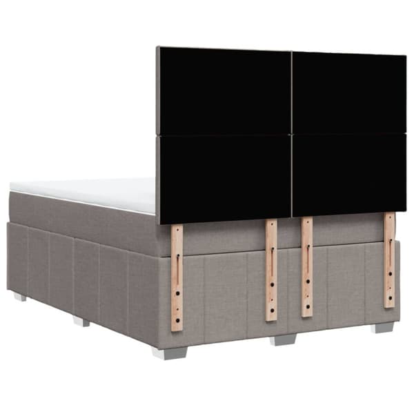 Ramsäng med madrass taupe 140x190 cm tyg
