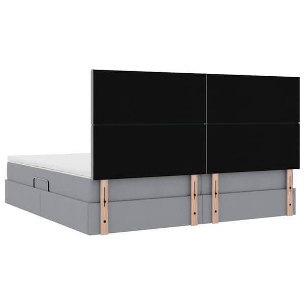 Förvaringssäng med LED med led Ljusgrå 200 x 200 cm Polyester