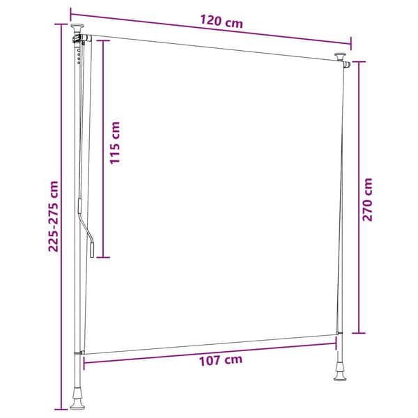 Utomhus rullgardin Brun 120 x 270 cm