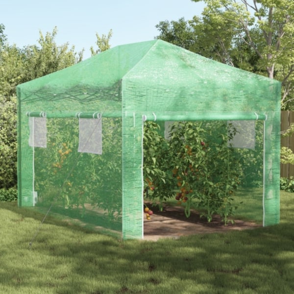 Walk-in växthus med pop-up ram Grön 430x290x315 cm Stål