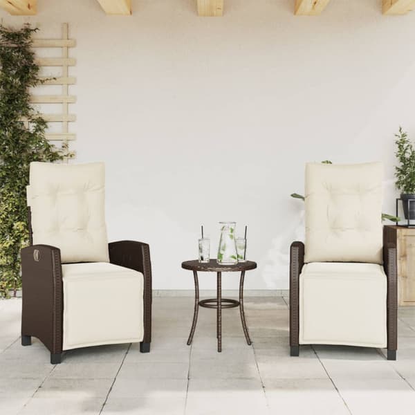 Bistrogrupp med dynor 3 delar brun konstrotting