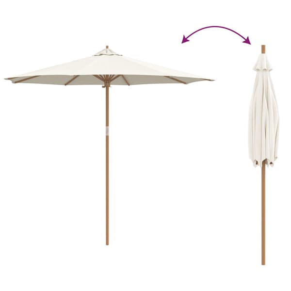 Trädgårdsparasol Rund Ø 270 x 260 cm Bambu Gräddvit