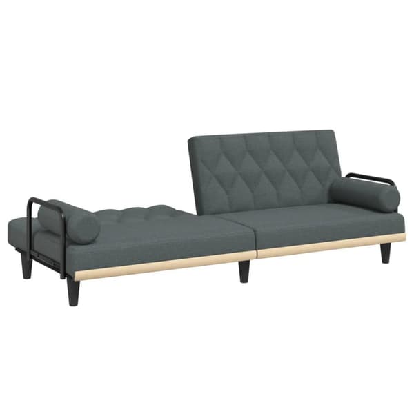 Bäddsoffa med armstöd mörkgrå tyg