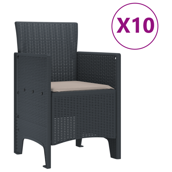 Trädgårdsmöbelset 11 st Antracit Poly rattan