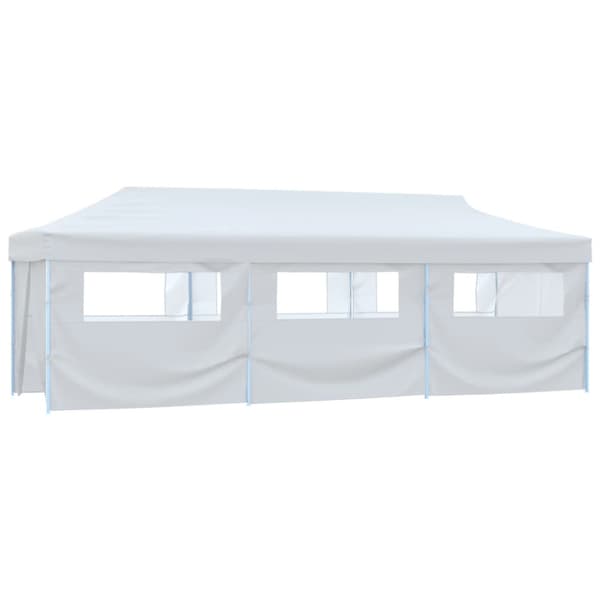 Pop-Up hopfällbart partytält med 8 sidoväggar 3x9 m vit