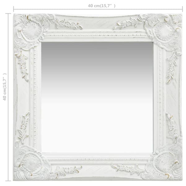 Väggspegel barockstil 40x40 cm vit